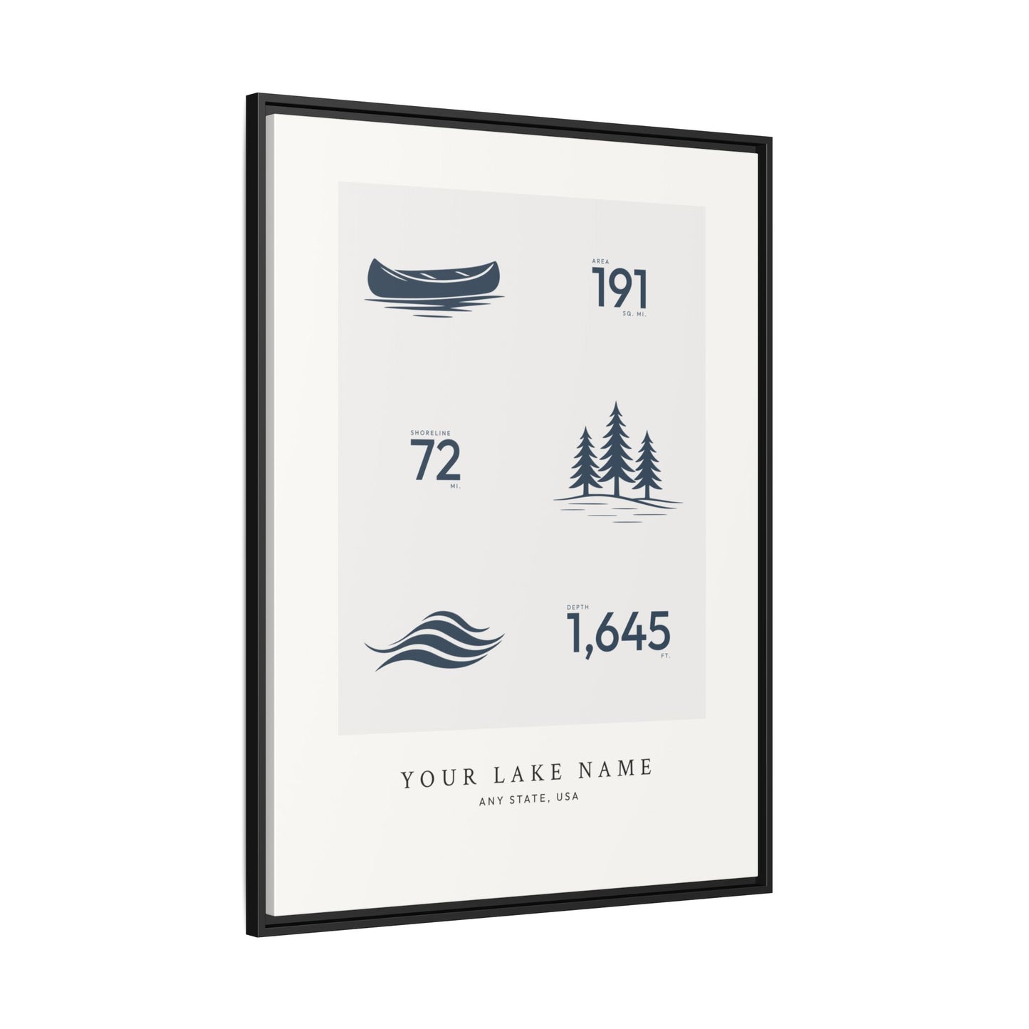 Custom Lake Profile - Framed Canvas Wall Art