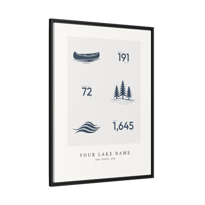 Custom Lake Profile - Framed Canvas Wall Art