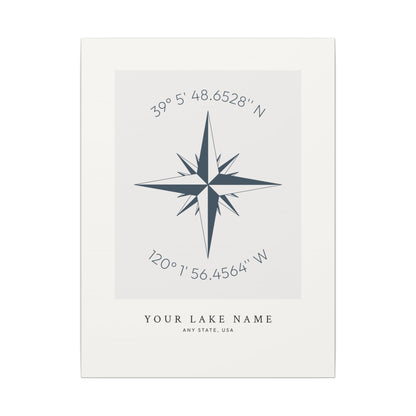 Custom Lake Compass Rose Coordinates - Canvas Wall Art