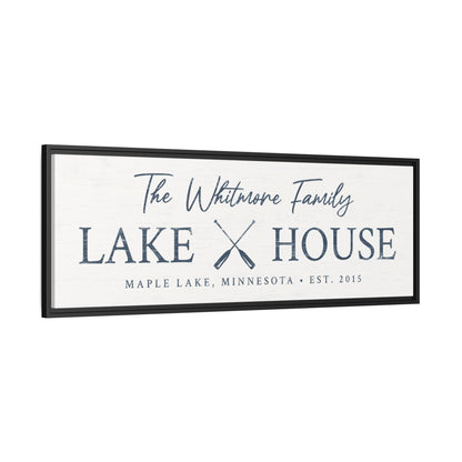 Custom Family Lake House - Framed Canvas Wall Art