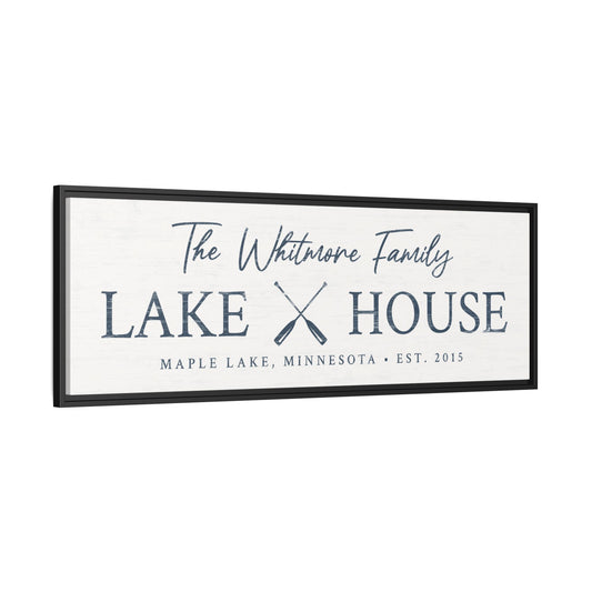 Custom Family Lake House - Framed Canvas Wall Art