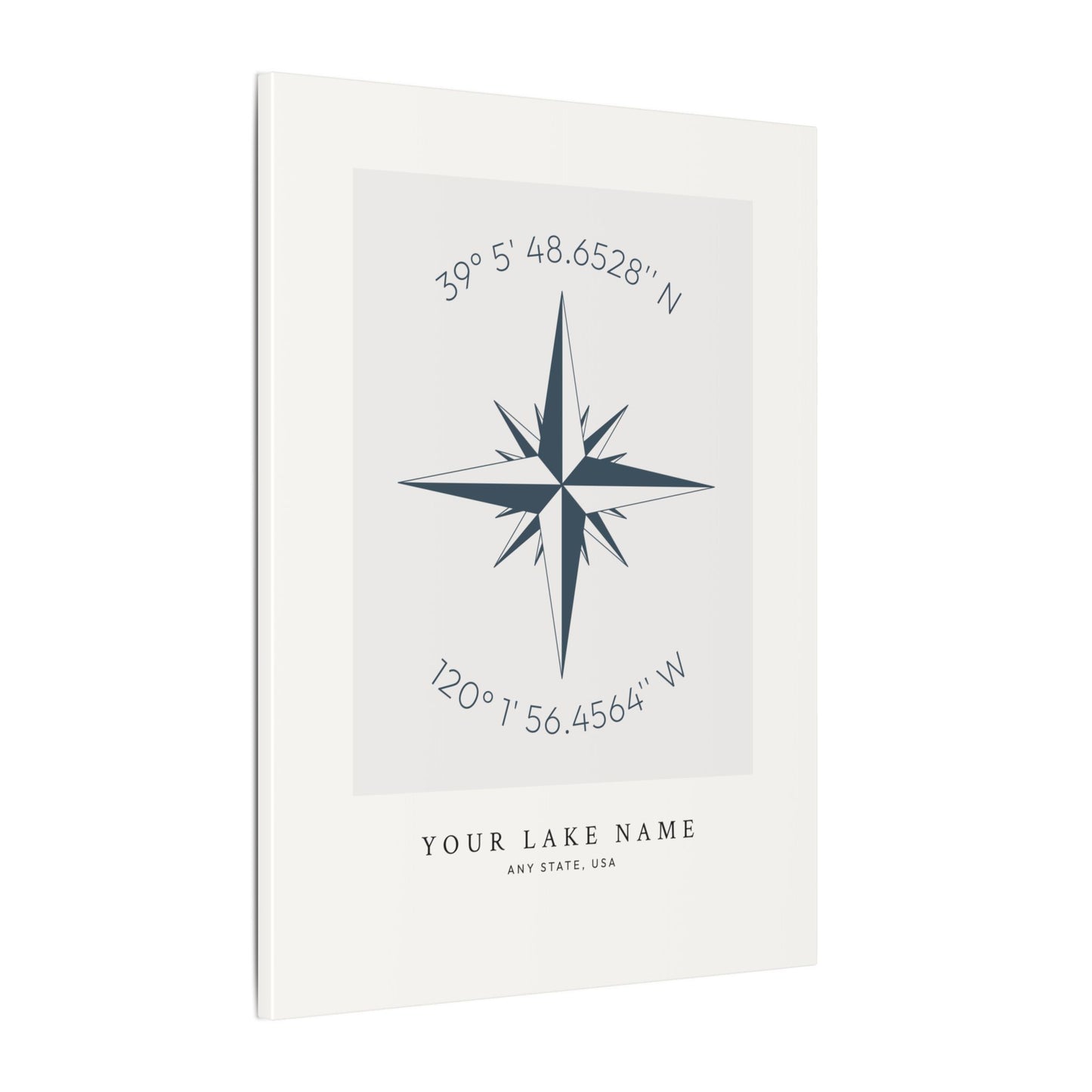 Custom Lake Compass Rose Coordinates - Canvas Wall Art