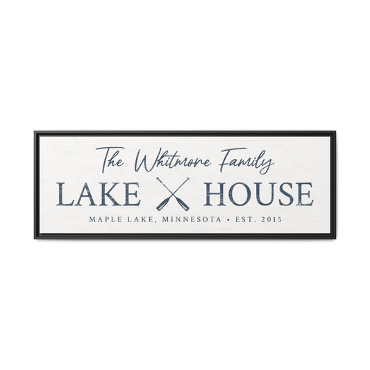 Custom Family Lake House - Framed Canvas Wall Art