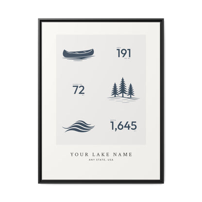 Custom Lake Profile - Framed Canvas Wall Art