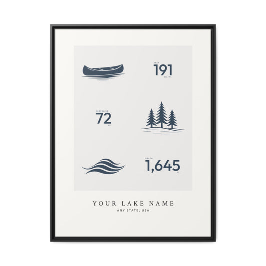 Custom Lake Profile - Framed Canvas Wall Art