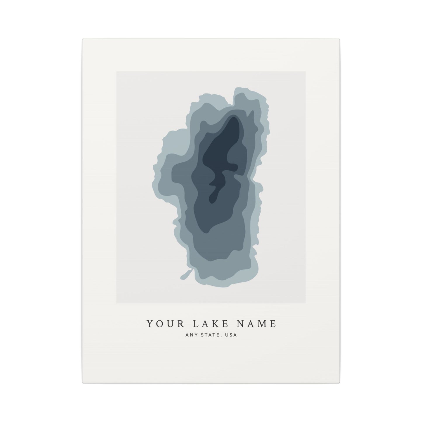 Custom Lake Bathymetric - Canvas Wall Art