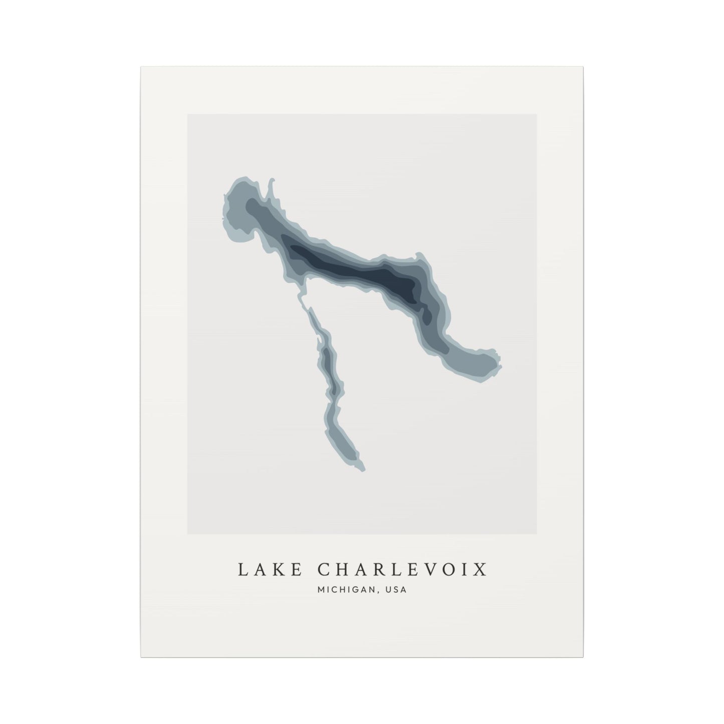 Lake Charlevoix, Michigan - Bathymetric Map Canvas Wall Art