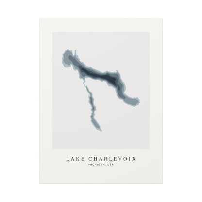 Lake Charlevoix, Michigan - Bathymetric Map Canvas Wall Art