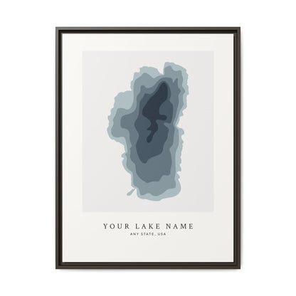 Custom Lake Bathymetric - Framed Canvas Wall Art