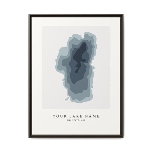 Custom Lake Bathymetric - Framed Canvas Wall Art