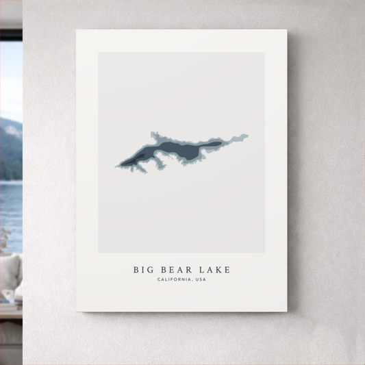 Big Bear Lake, California - Bathymetric Map Canvas Wall Art