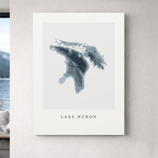 Lake Huron - Bathymetric Map Canvas Wall Art