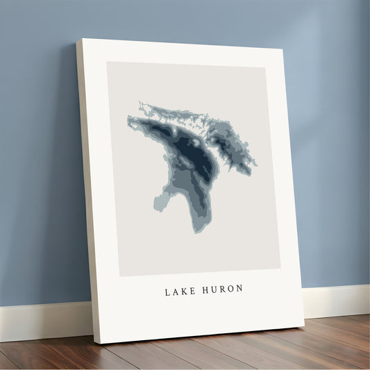 Lake Huron - Bathymetric Map Canvas Wall Art