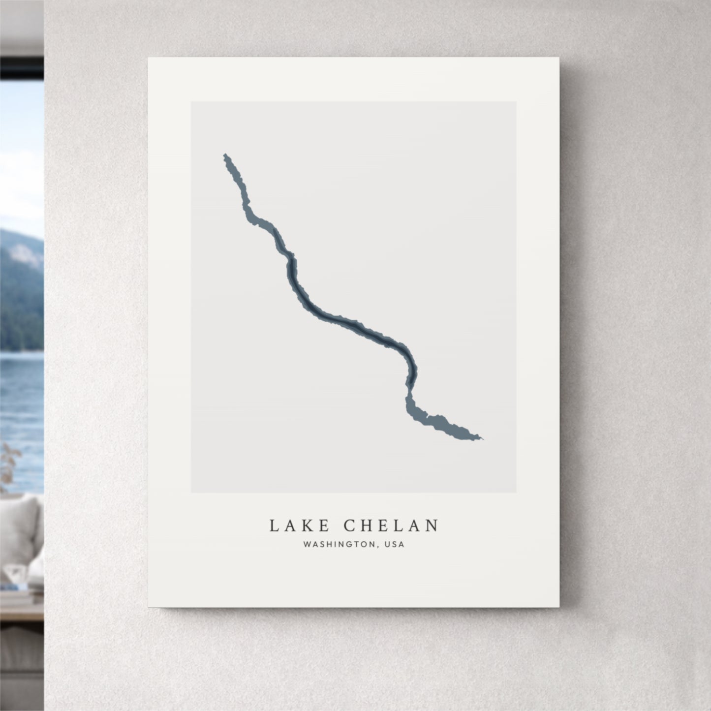 Lake Chelan, Washington - Bathymetric Map Canvas Wall Art