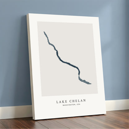 Lake Chelan, Washington - Bathymetric Map Canvas Wall Art