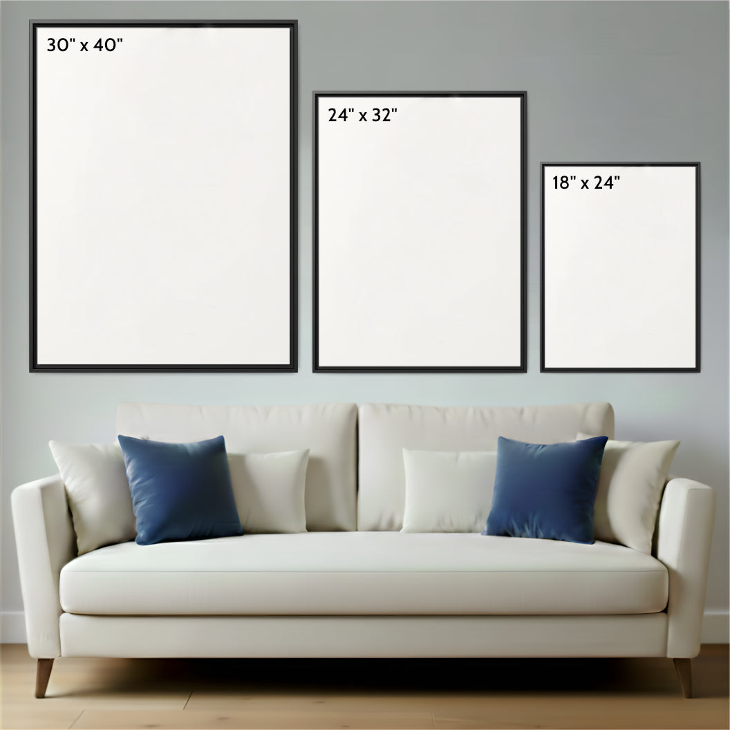 Lake Chelan, Washington - Framed Bathymetric Map Canvas Wall Art