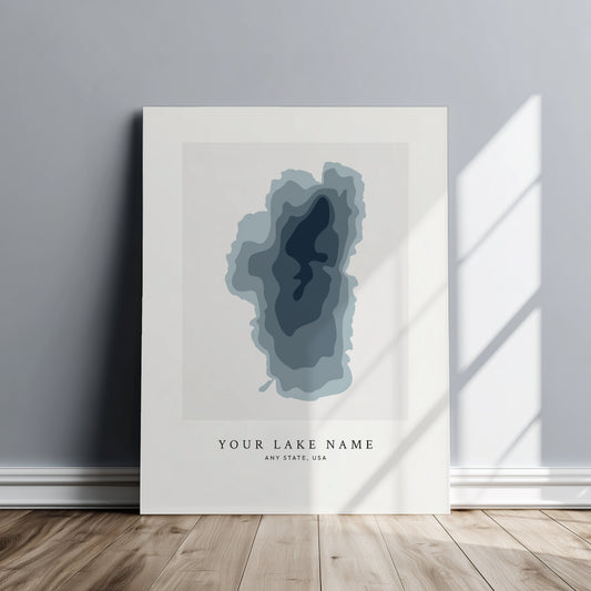 Custom Lake Bathymetric - Canvas Wall Art