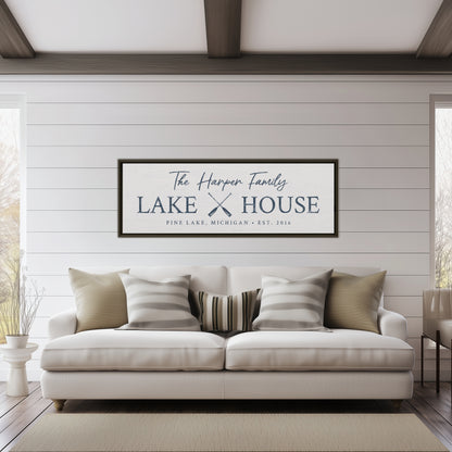 Custom Family Lake House - Framed Canvas Wall Art