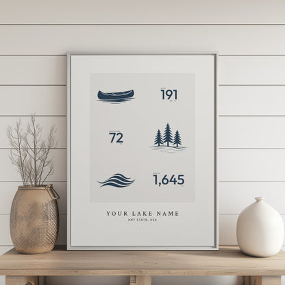 Custom Lake Profile - Framed Canvas Wall Art
